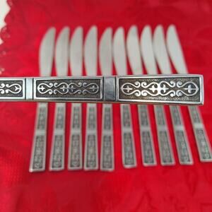 11X BK VTG Stanley Roberts Black Textured Stainless Flatware Japan Butter Knives